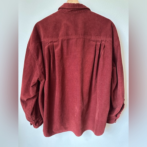 Levi’s Oversized Corduroy Shirt Rust Pleated Button Down Warm Boyfriend Shirt S - Picture 3 of 5